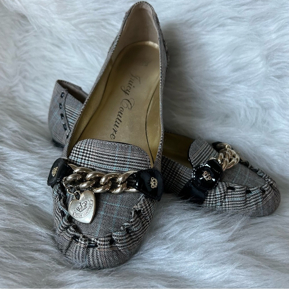 Juicy Couture Women's Plaid Loafers - Black and Grey